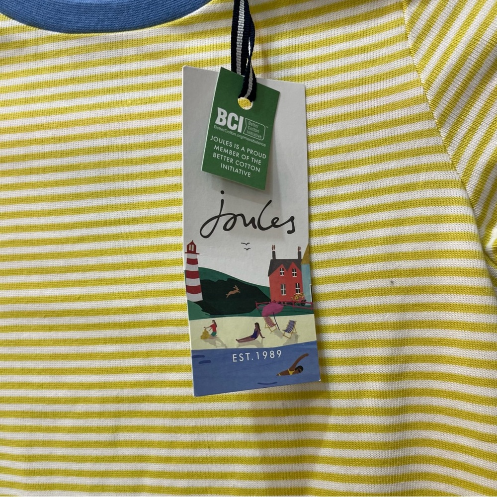 NWT JOULES GIRLS ROSALEE SHORT SLEEVE DRESS 216528 WHITE STRIPE yellow sz 7 - Picture 8 of 9